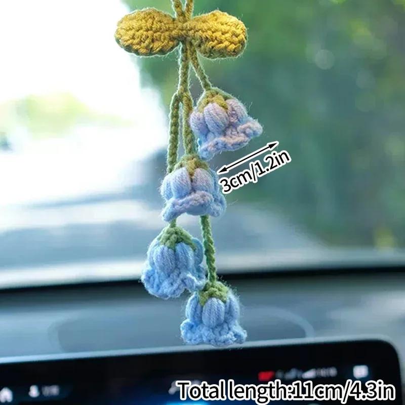 Crochet Flowers Woven Flowers Pendant Car Interior Hanging Decoration Hand Knitted Bags Decoration Handmade Key Pendants Household Decoration