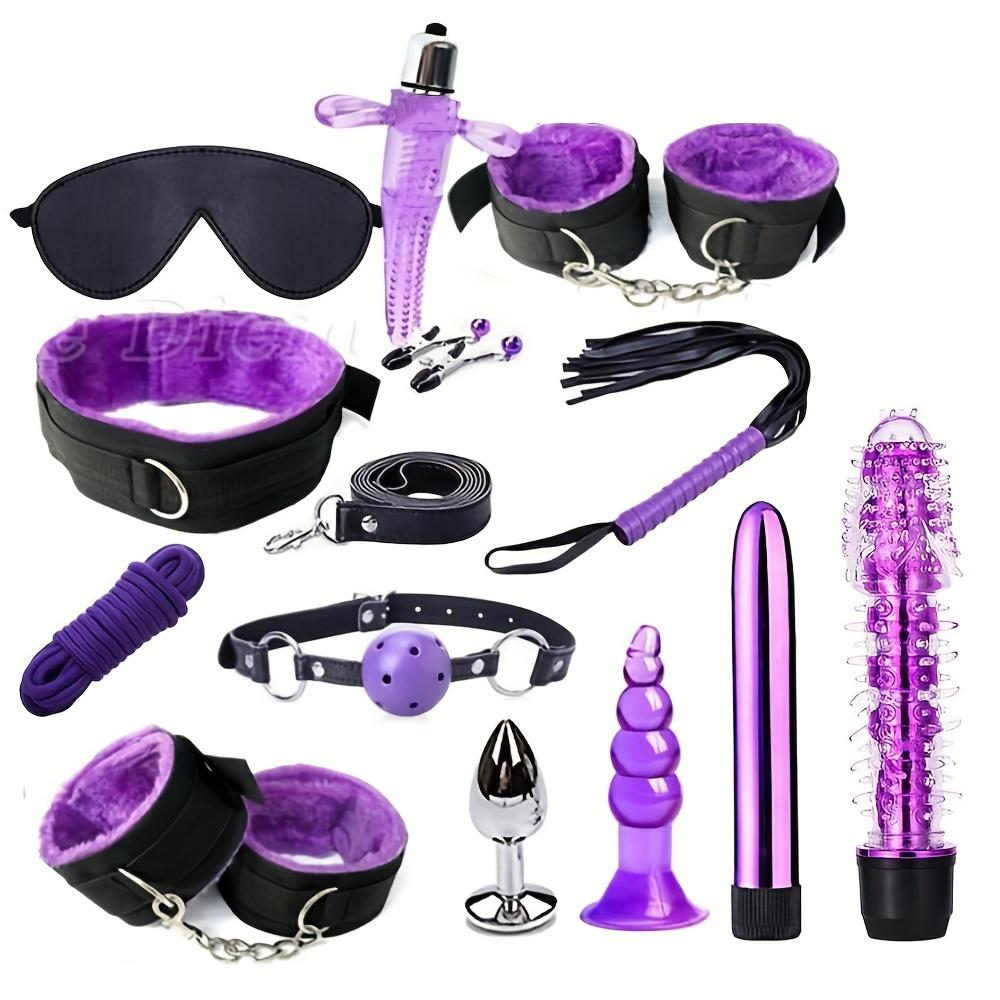 13pcs Bondage Set Beds Restraints With BDSM Handcuffs Sex Blindfold Whip Nipple Clamps Gag Anal Plug Set Sex Toys Perfect For Beginners And Experience
