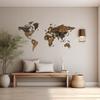 Wooden World Map 3D XXL Cities Dark Brown 181x100 cm Wall Puzzle