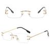 Fashion Vintage Small Metal Sunglasses Retro UV400 Rectangle Frame Rimless Sun Glasses for Women Men