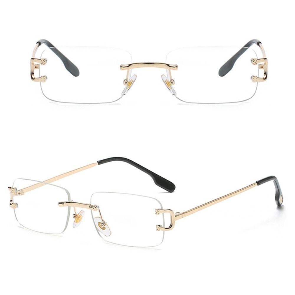 Fashion Vintage Small Metal Sunglasses Retro UV400 Rectangle Frame Rimless Sun Glasses for Women Men