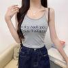 #Summer new underwear women's solid color comfortable printed letter sling vest slim hot girl slim versatile
