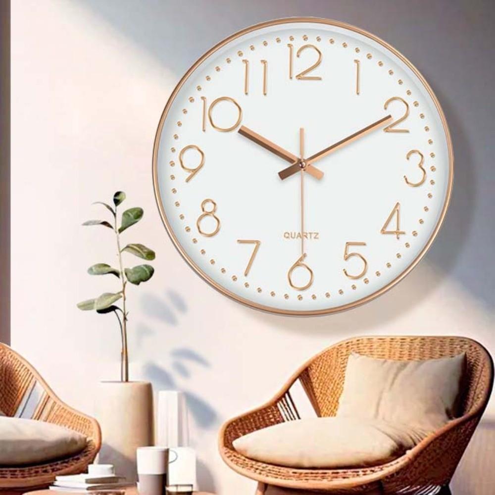 Non-Ticking Nordic Wall Clock Multi-color Wall Electronic Time Round Hanging Clock  Household