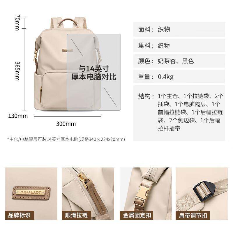 POLO Backpack for Women, Large Capacity, 14-Inch Laptop Bag, Student Schoolbag, Versatile Commuter Bag, Birthday Gift for Girlfriend