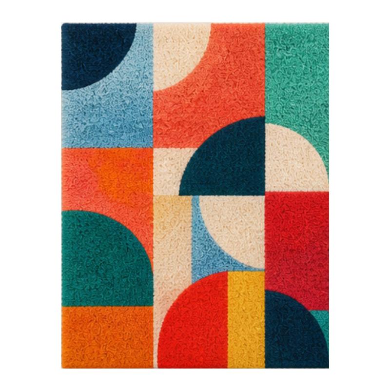 Geometric Abstract Latch Hook Pillow & Rug Kit DIY Section Embroidery for Home Decor, Modern Gift