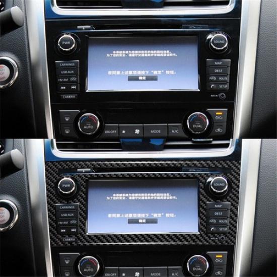 Carbon Fiber Interior Radio Console Cover Trim For Nissan Altima Sedan Type C