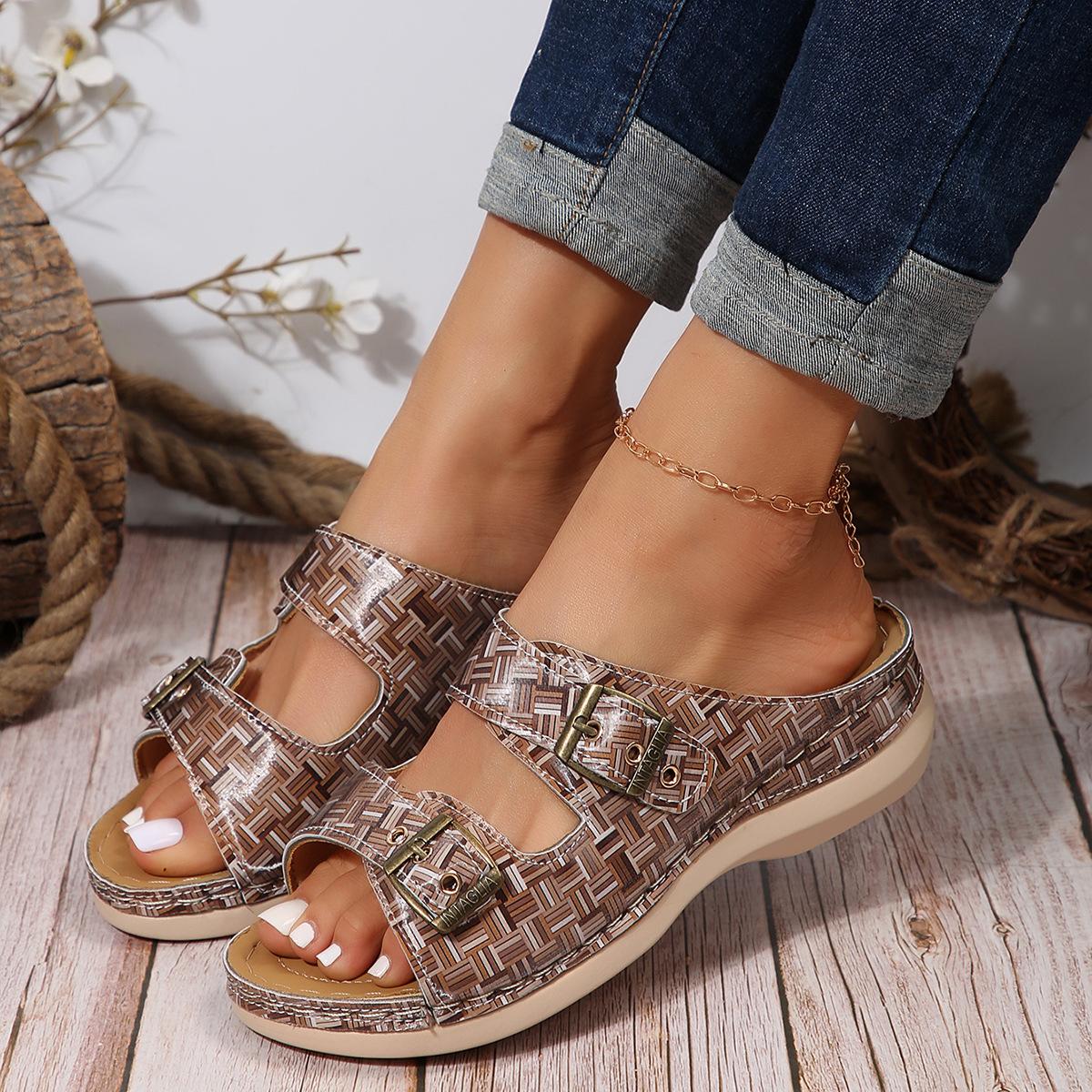 

Женские модные тапочки на наклонном каблуке, размер уличных повседневных тапочек для женщин, размер тапочек 37 хаки