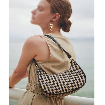 Umhängetasche für Damen Herbst und Winter Nischenmode Karomuster Achseltasche Hahnentritt Handtasche