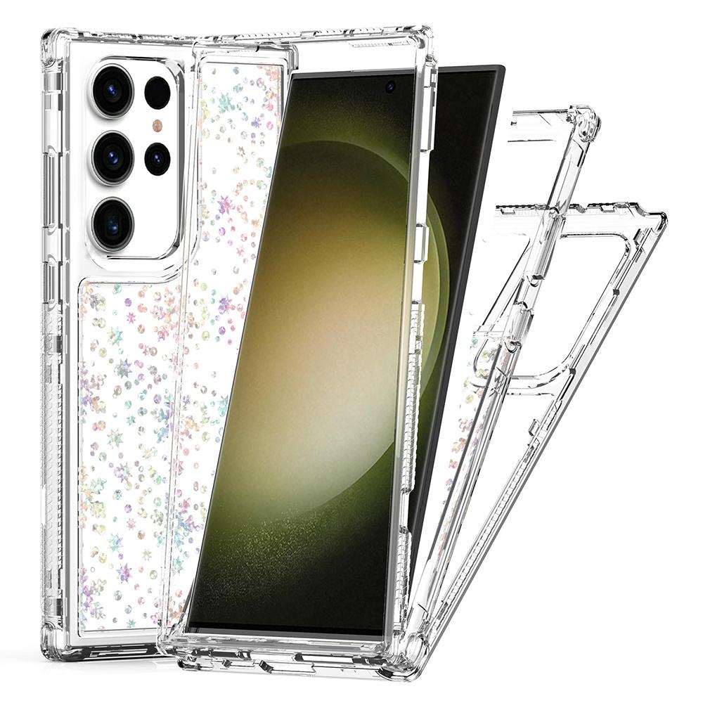 For Samsung Galaxy S23 Ultra Case Clear Acrylic TPU Hybrid Phone Cover with Laser-printed Film