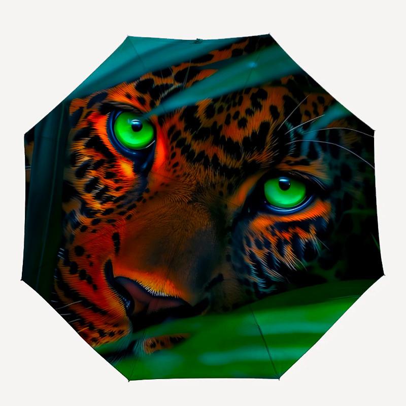 1pc Leopard Print Automatic Open/close Folding Umbrella, Compact Portable Travel Umbrella,Durable Construction yy250814194