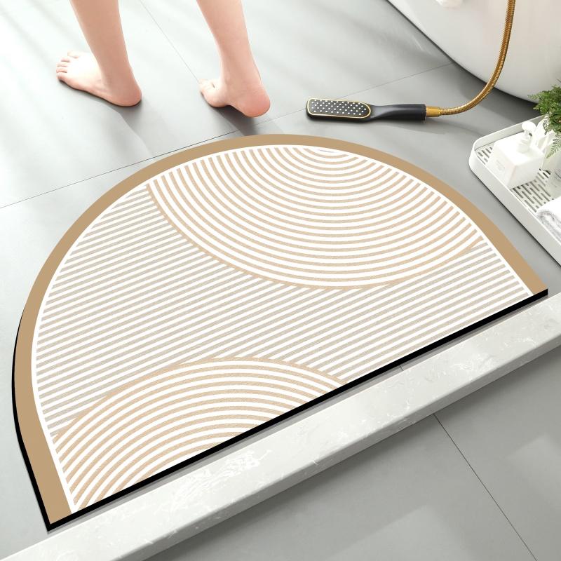 1 Stück Einfacher Haushalt Halbkreisförmiger Diatomeenerde Teppich Badezimmer Fußmatte Toilette Anti-Rutsch-Matte Duschraum Saugfähige Fußmatte