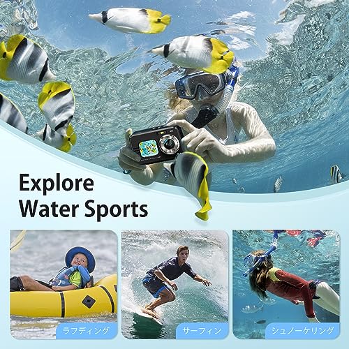 Lecran 4K Waterproof Digital Camera, IP68, 48 Megapixels, Autofocus, 3cm Macro Photography, Fully Waterproof Underwater Camera, Up to 3m, Black, Inclu