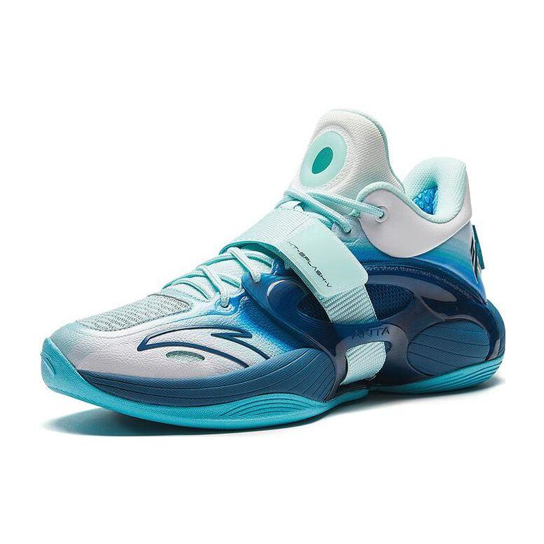 Anta Water Flower 5 Breathable High-Top Basketball Shoes Men Sneakers Blue White 112341108-2