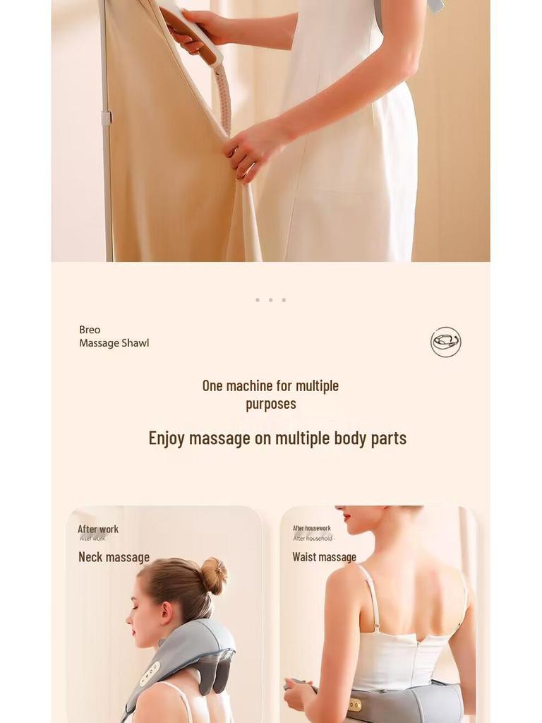 Cervical Massager: Shoulder, Neck, Trapezius, Lumbar & Back Kneading Shawl