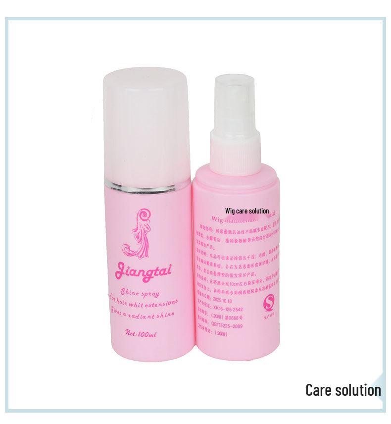 Wig Care Set with Accessories: Stand, Hair Net, Electric Splint, Care Solution, BB Clip, and Comb.