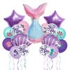 Mermaid Theme Balloon Set with Fish Tail, Stars, and Shells - Birthday Decoration