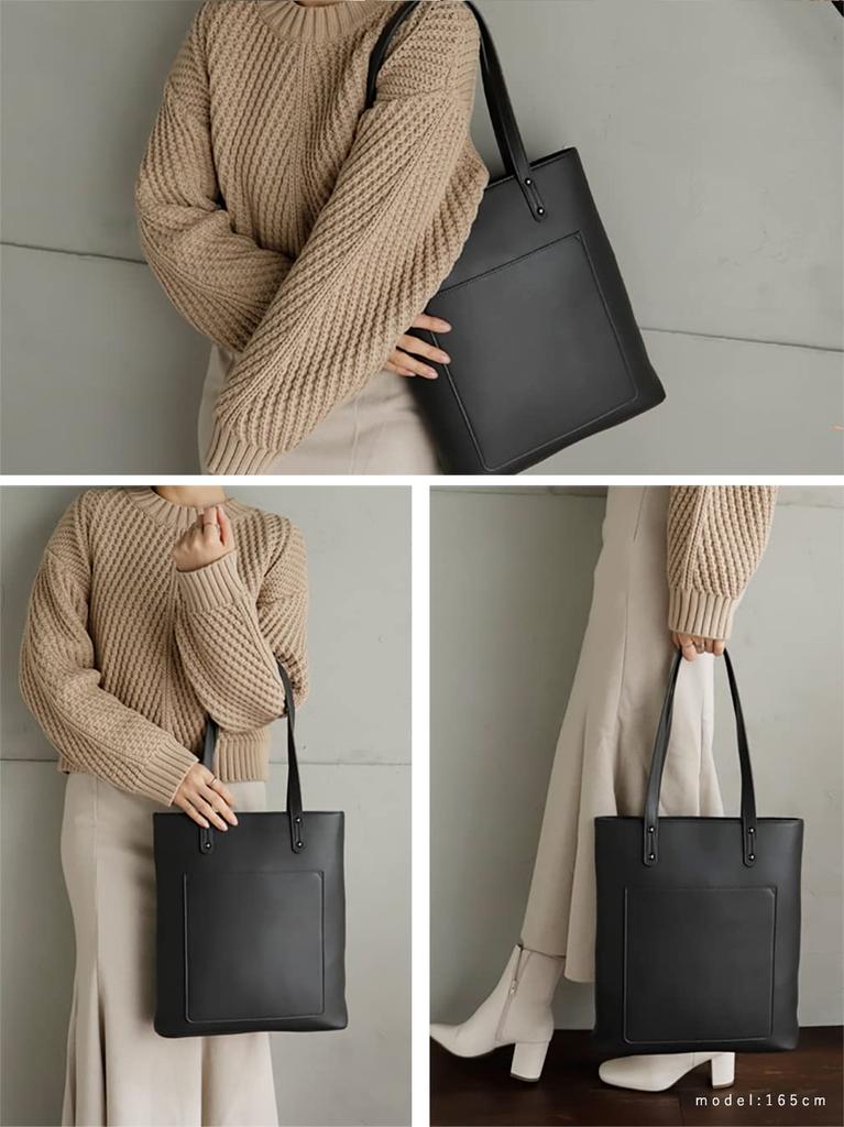 VITAFELICE Long Handle Business Tote Bag Women's (inb-10008p) (Dark Gray)