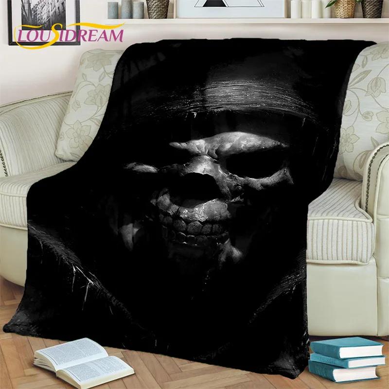 Horror Gothic Skull Ghost Cartoon  Blanket,Soft Throw Blanket for Home Bedroom Bed Sofa Picnic Travel Office Cover Blanket Kids