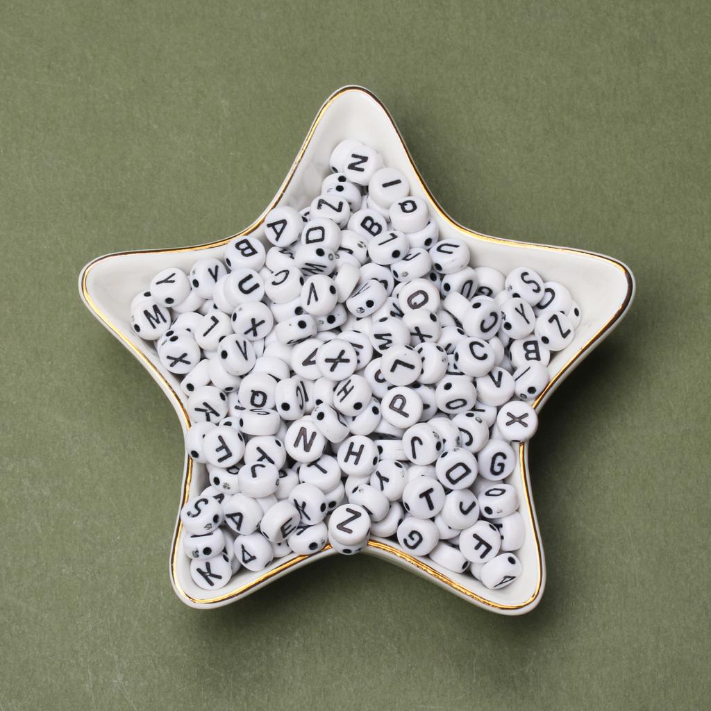 100Pcs/lot 7mm Colored A-Z Letter Beads Acrylic Round Flat Letter Spacer Beads Jewelry Making Handmade DIY Bracelet Necklace