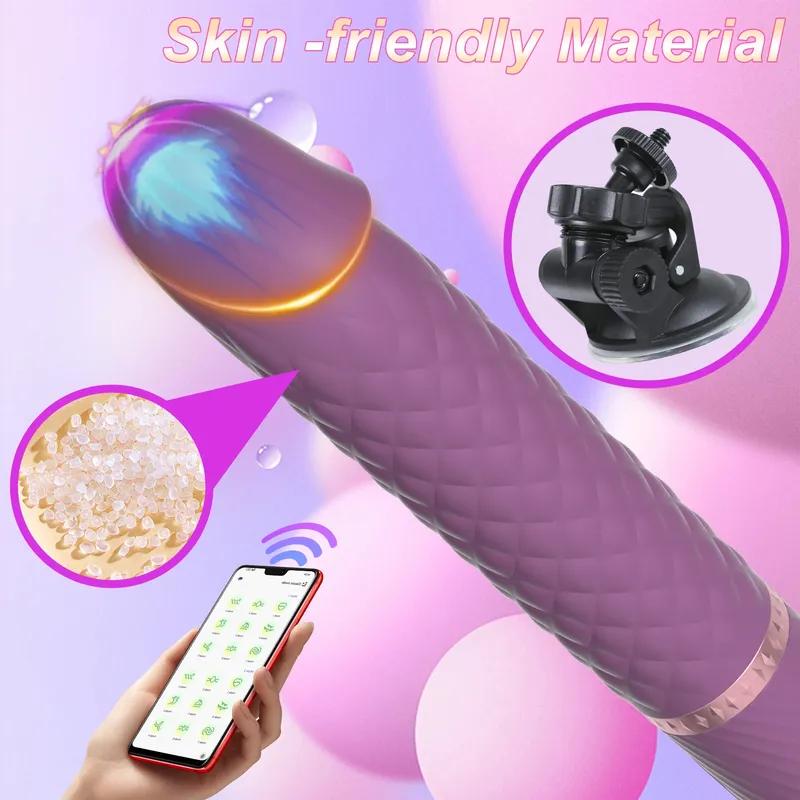 Wireless Telescopic Dildos Vibrators Female Suction Cup Vagin Massager App Bluetooth Plug Anal Stimulator Masturbator Sex Adult