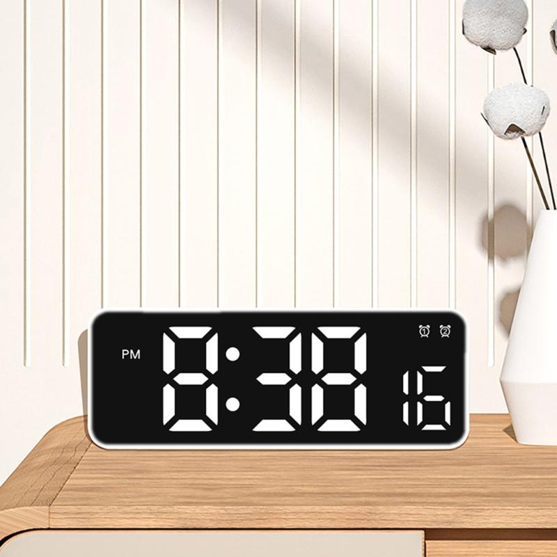 Multifunctional Digital Clock LED Display with 2 Alarms Temperature Monitors and Date for Students and Professional