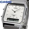 Quartz Watch Vintage Series Mesh Metal Band Dual Time Silver Analog-Digital AQ-230EM-7A