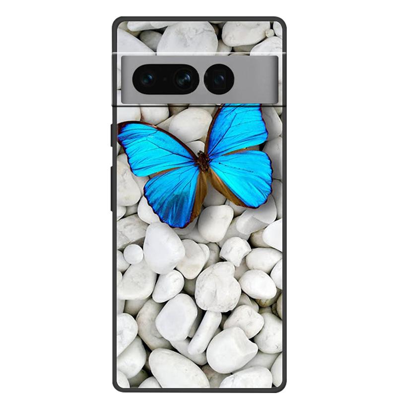 For Google Pixel 7 Pro Case Soft Black Silicone Bumper Butterfly Phone Cover for Googe Pixel7 7Pro Pixel7Pro Cases Fundas Coque