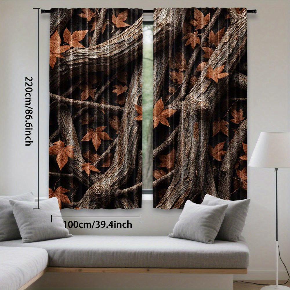 2pcs Hunting Camouflage Forest Print Curtains - Rod Pocket Design, Durable Polyester Microfiber, Light Filtering & Privacy Enhan