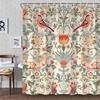 Exquisite Floral and Bird Pattern Print Water-resistant Shower Curtain with Vintage Design for Elegant Bathroom Decor