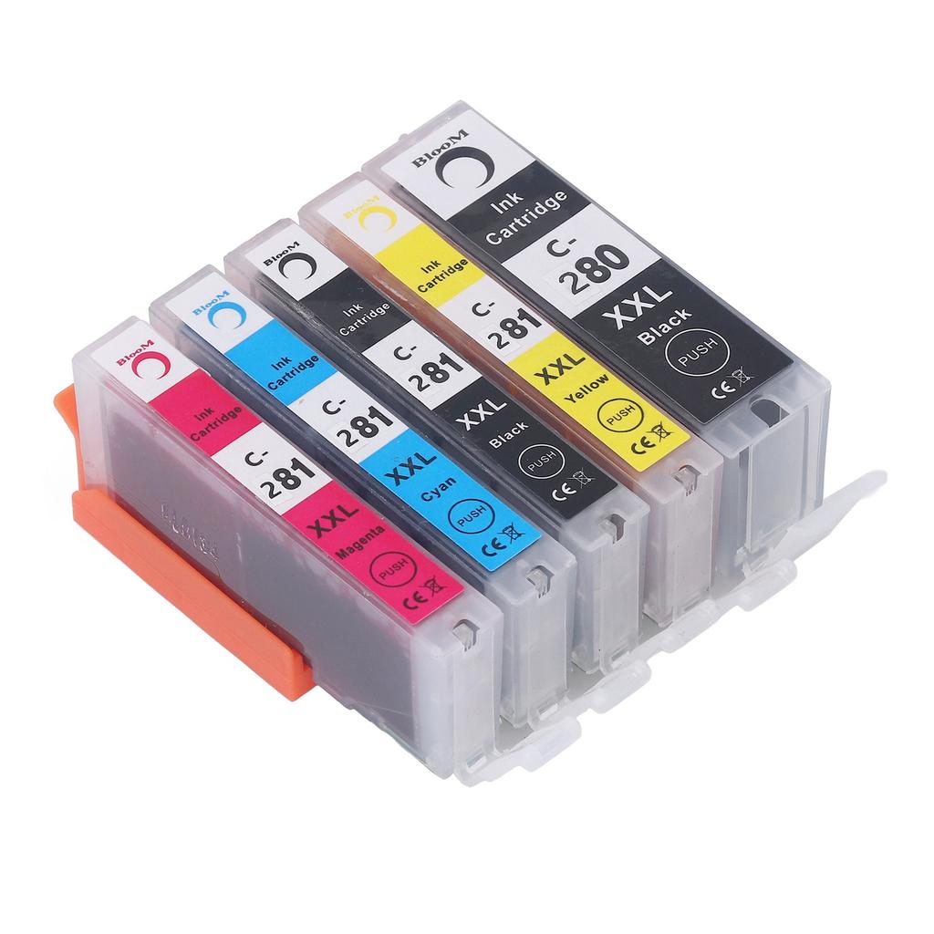Ink Cartridge 280 281 Smooth Output Cartridge Combo Pack Replacement for PIXMA TS702 TR7520 5 Colors BK BK C M Y