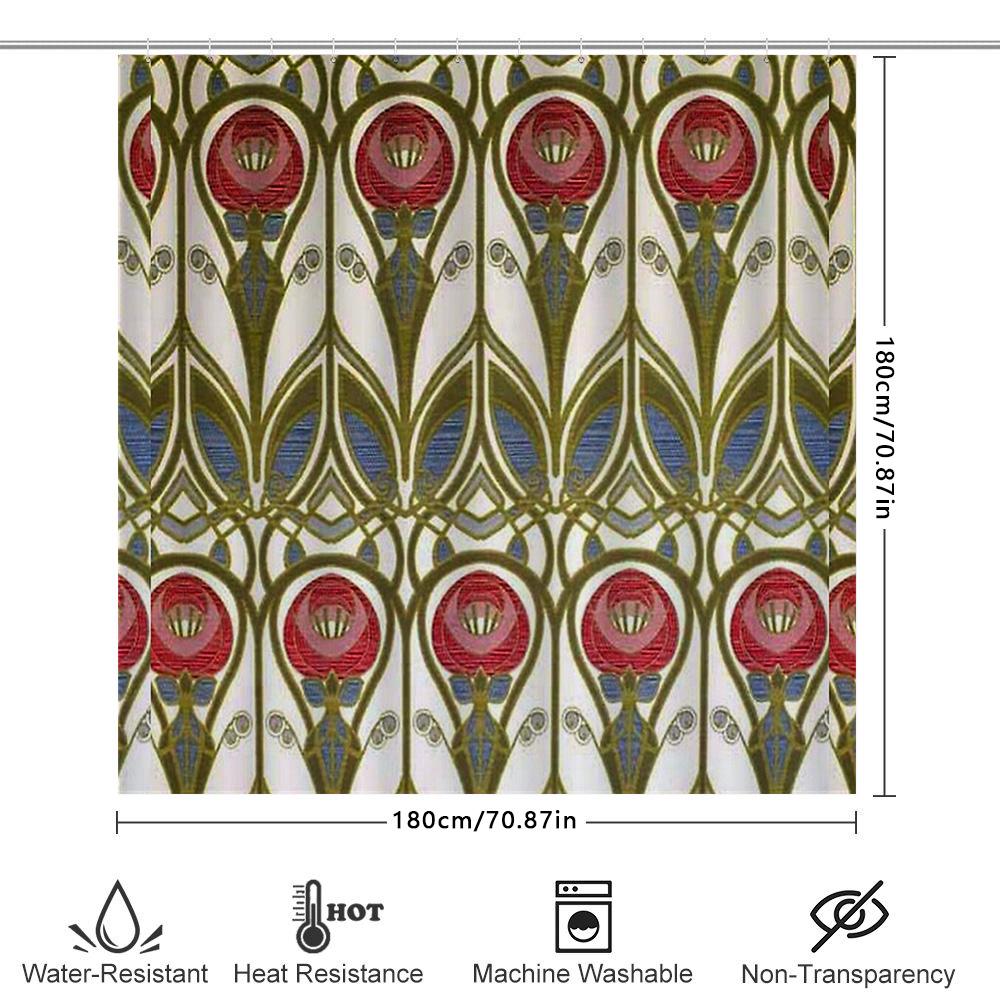 Floral Shower Curtain Botanical Print Nature Theme Bathroom Decor Vintage Style Waterproof Fabric Backdrop Home Textile Artistic