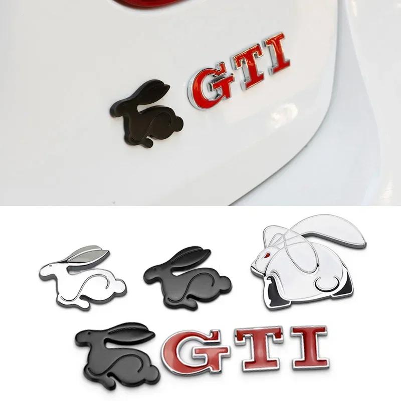 opq1 1Pcs Car Accessories Grille Badge Sticker Rabbit GTI Logo Decal For VW GTI Polo Golf Passat  Scirocco Jetta Tiguan Beetle Touran
