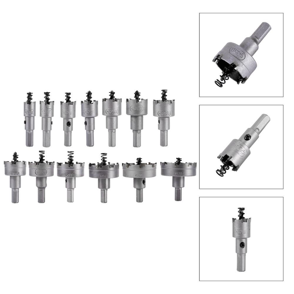 13-teiliges TCT-Bohrer-Set, 16-53 mm Größen, Hartmetall-Lochsägen-Set für Metallschneiden