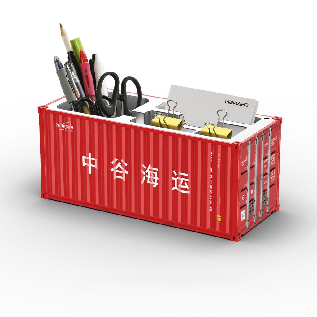 Miniatura Realistica Modello Container Marittimo Semplice Multifunzionale Portapenne da Scrivania per Ufficio Scatola Portaoggetti Decorazione per la Casa Artigianato