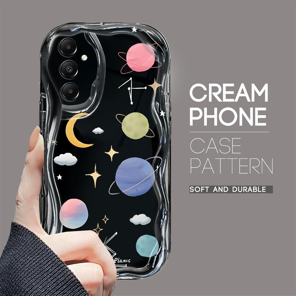 

Милый мультяшный узор, кремовая текстура, мягкий силиконовый чехол с волнистыми краями, чехол для телефона Samsung Samsung A71 чёрный