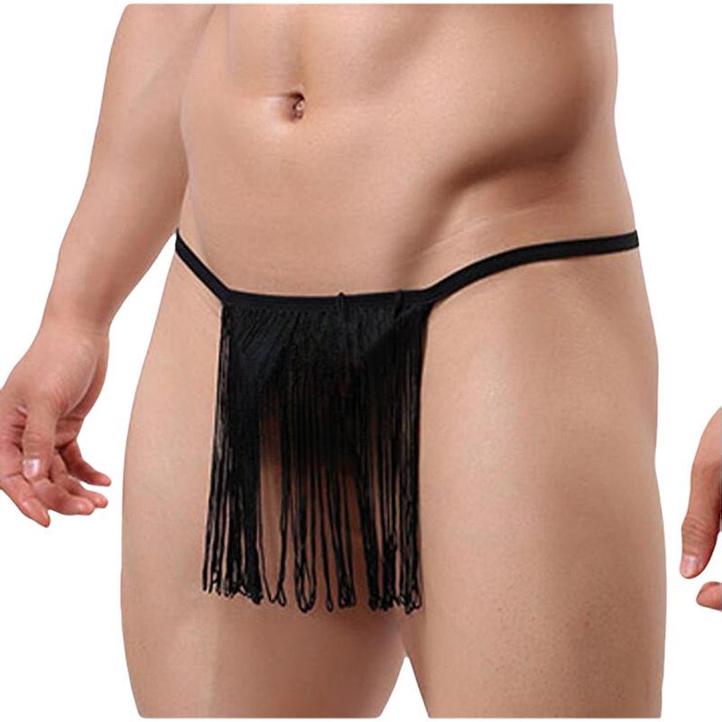 Sexy Tassel Thong Men's Sexy Underwear Mesh See-through G String