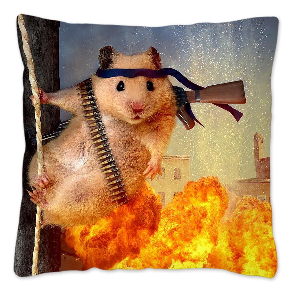 Funny Hamster Meme Pillow Cover Home Decor Polyester Cushion Cover for Sofa Car Cute Pillow Case Cojines Decorativos Para Sofá
