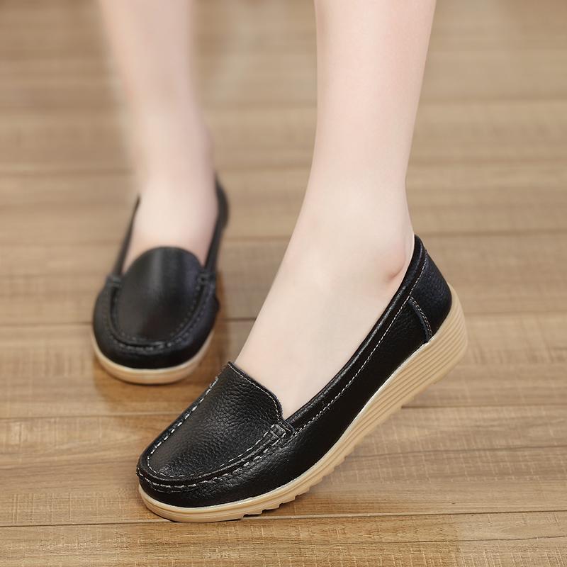 Soft-soled shoes Doudou shoes spring and autumn new mid-heel wedge heel platform hospital nurse shoes