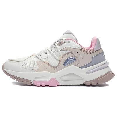Zapatillas Deportivas Casuales de Caña Baja Li Ning Reverse Fantasy en Tejido de Cuero para Mujer Rosa Blanco AGLR184-2