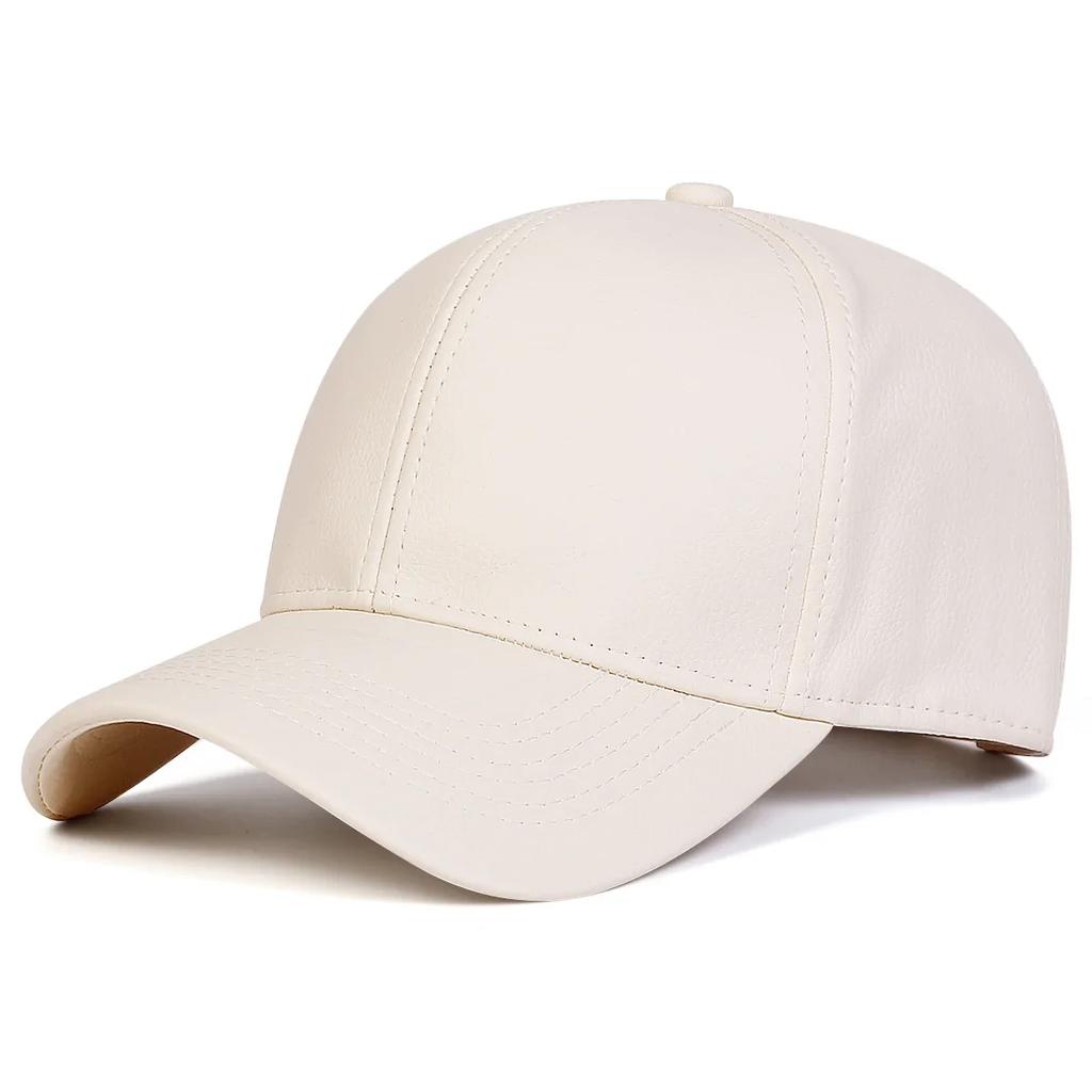 Unisex Solid Color PU Leather Baseball Caps Spring and Autumn Outdoor Adjustable Casual Hats Sunscreen Hat Sports Cap