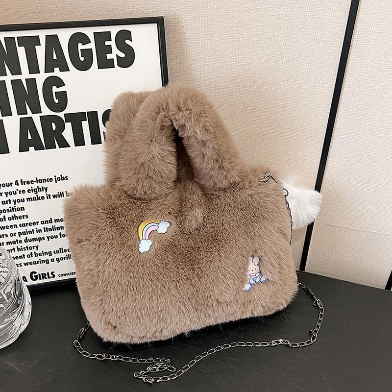 Cute handbag bag autumn and winter new plush chain shoulder bag foreign girl hair bag crossbody bucket bag