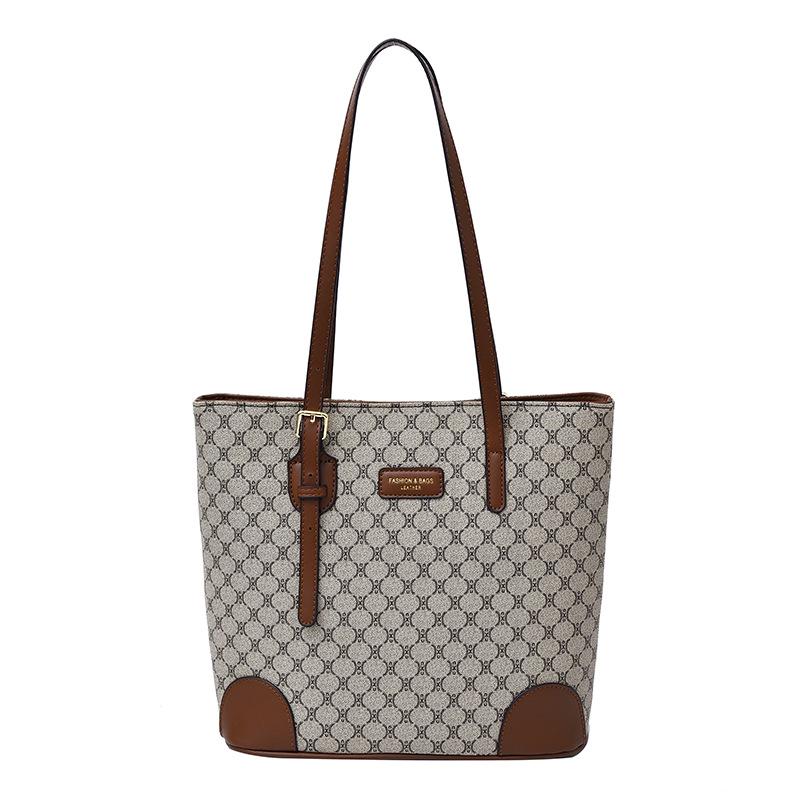 Retro Flower Print Large Capacity Tote Bag - High-End Fashion Handbag for Students