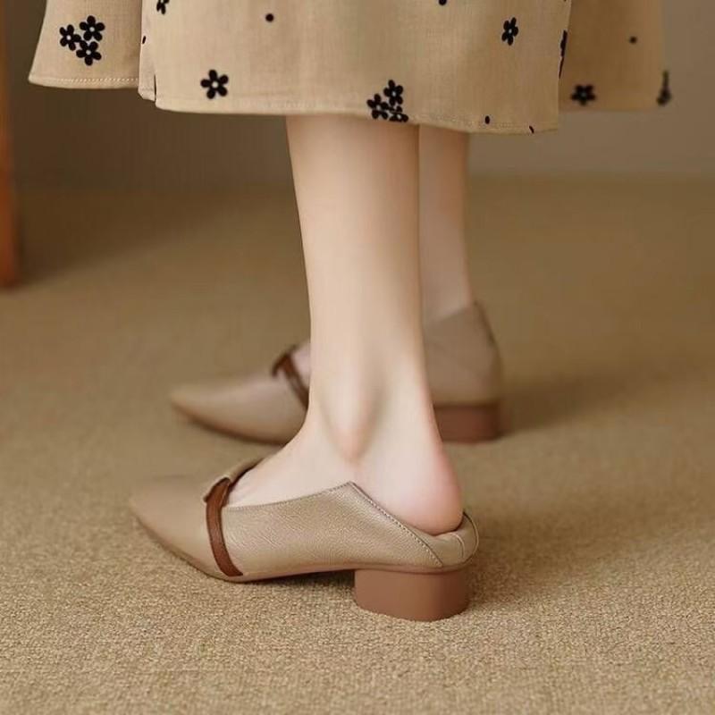 Pointed Single Shoes Women's New Fashionable Versatile Soft Leather Soft Sole Not Tired Feet Spring and Autumn Shallow Mouth