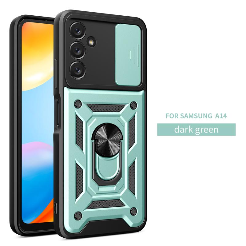 Slide Lens Camera Protect Shockproof Armor Phone Case For Samsung Galaxy A14 A24 A34 A54 5G 4G Cases Magnetic Ring Holder Cover