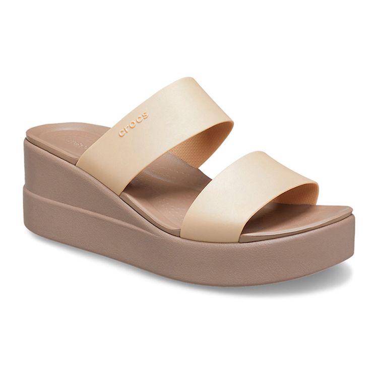 Crocs Brooklyn Thick Sole Casual Slippers Women Slippers Champagne 207640-99P