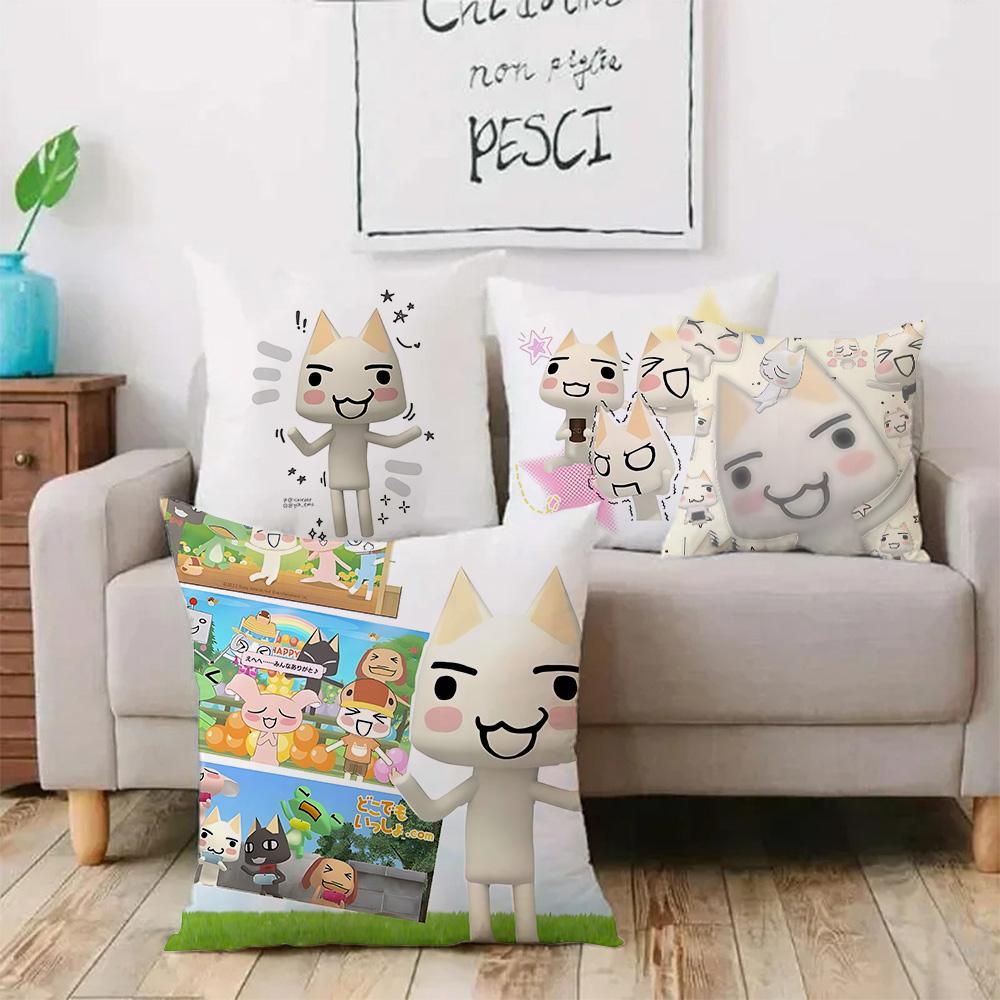 Cute l-Inoue Anime Toro Pillow Covers Cartoon Sofa Decorative Home Double-sided Printing Short Plush Cute Cushion Cover