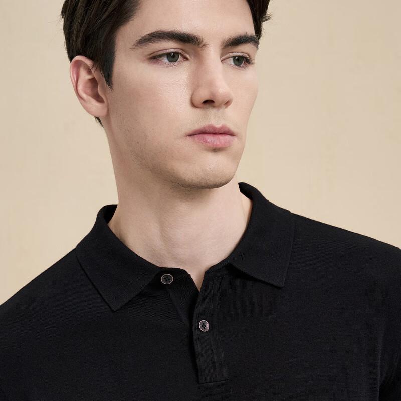 EMZ Men's 100% Worsted Wool Polo Collar Sweater