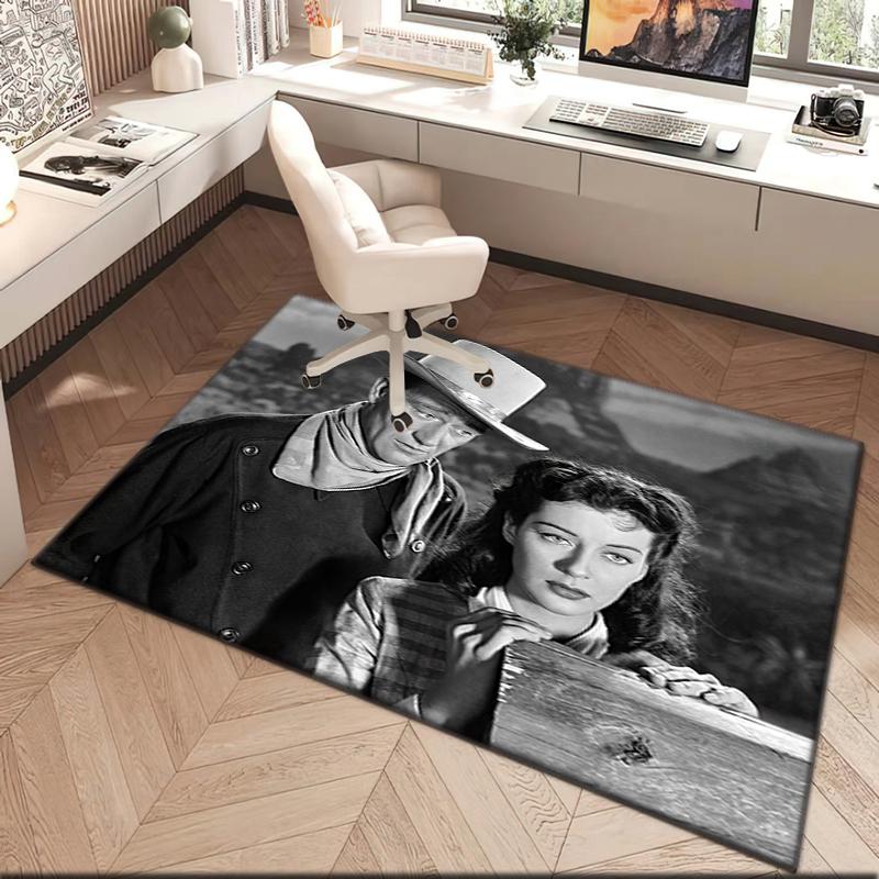 1pz Tappeto John Wayne e la Cowgirl Western per Soggiorno Camera da Letto Casa Decorazione Divano, Tappetino Antiscivolo per Giochi Bambini