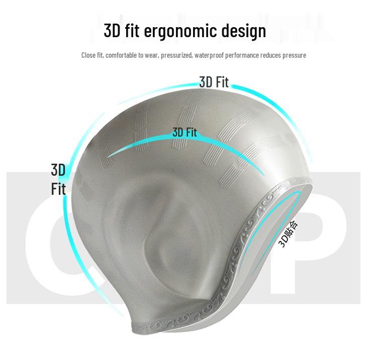 Men's XL Silicone Swimming Cap - Comfortable, Waterproof, Ear Protection, Long Hair Fit