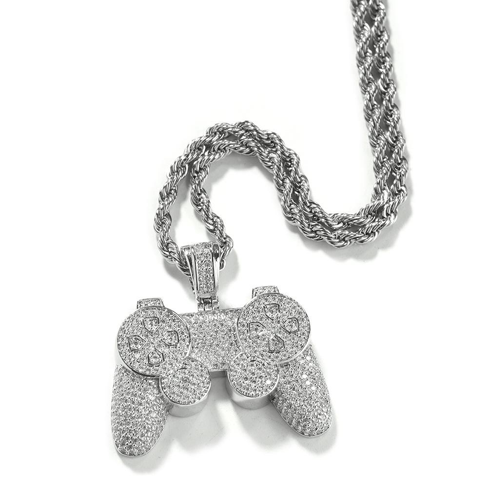 Уличный креативный кулон в виде ручки игровой консоли, хип-хоп ожерелье, новая личность, мультяшный детский бриллиантовый кулон